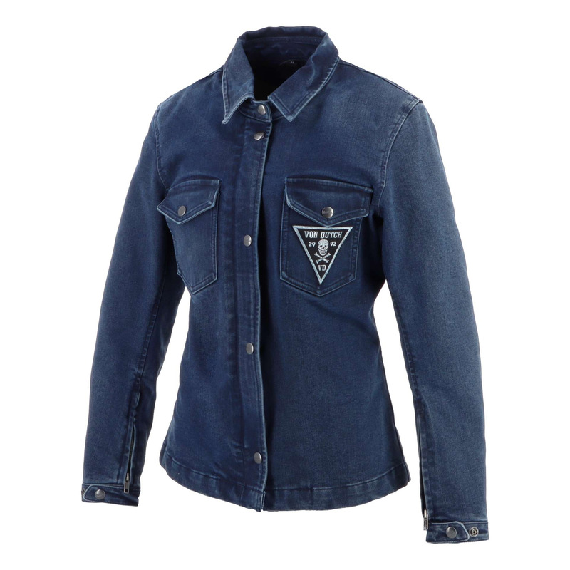 Surchemise moto femme Von Dutch x Helstons Pussycat bleu dirty