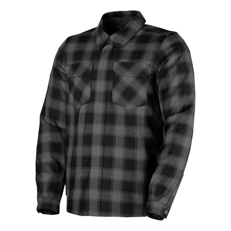 Surchemise moto Icon Fallblock Flannelâ ¢ noir/gris- S