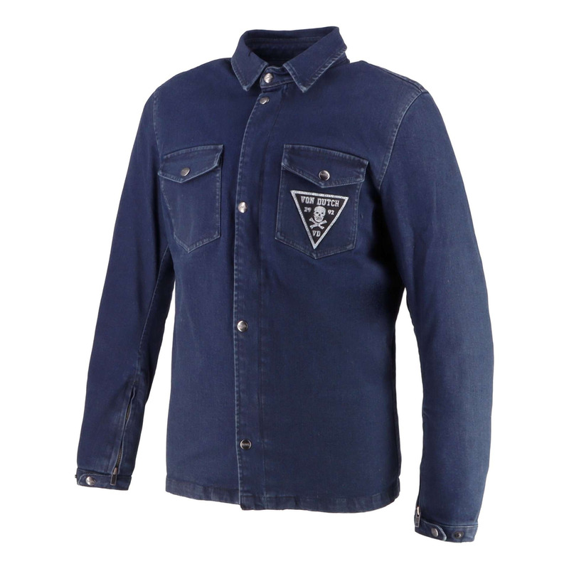 Surchemise moto Von Dutch x Helstons Stray Cat bleu dirty