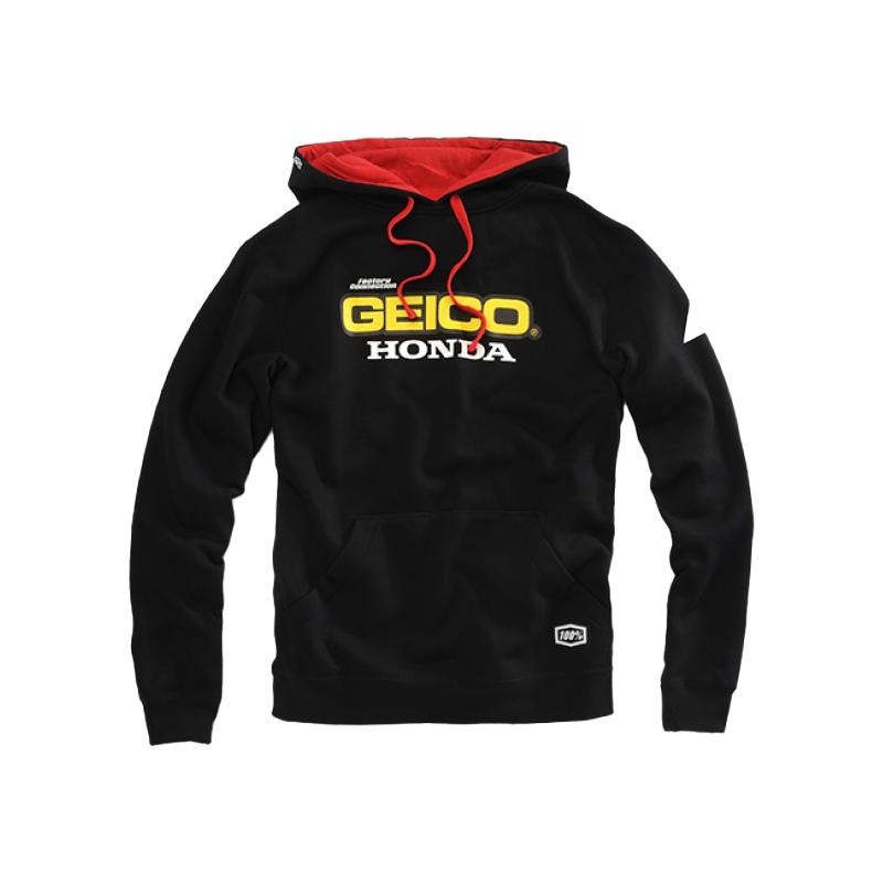 Sweat à capuche 100% Geico/Honda Base noir - M