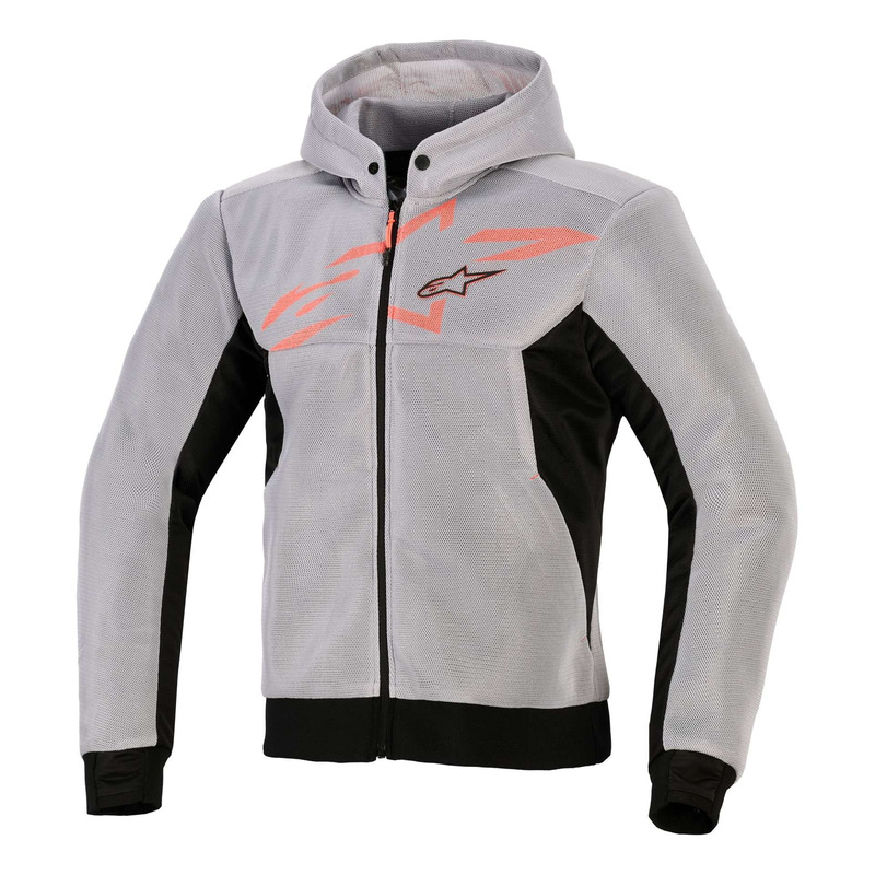 Sweat moto à capuche Alpinestars Chrome Superairflow black/mid gray/red fluo
