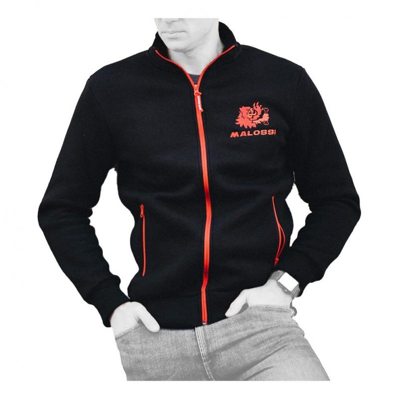 Sweat zip Malossi noir et rouge- S