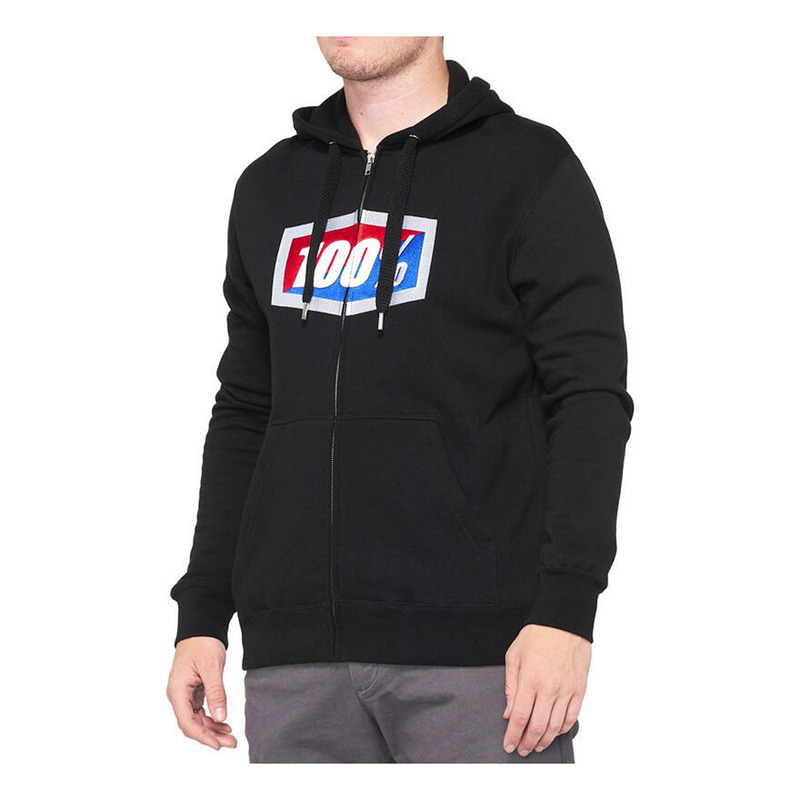 Sweat zippÃ© Ã  capuche 100Â % Official noir- M