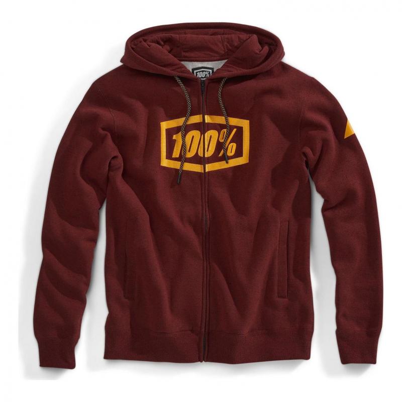 Sweat zippé à capuche 100% Syndicate bordeau- L