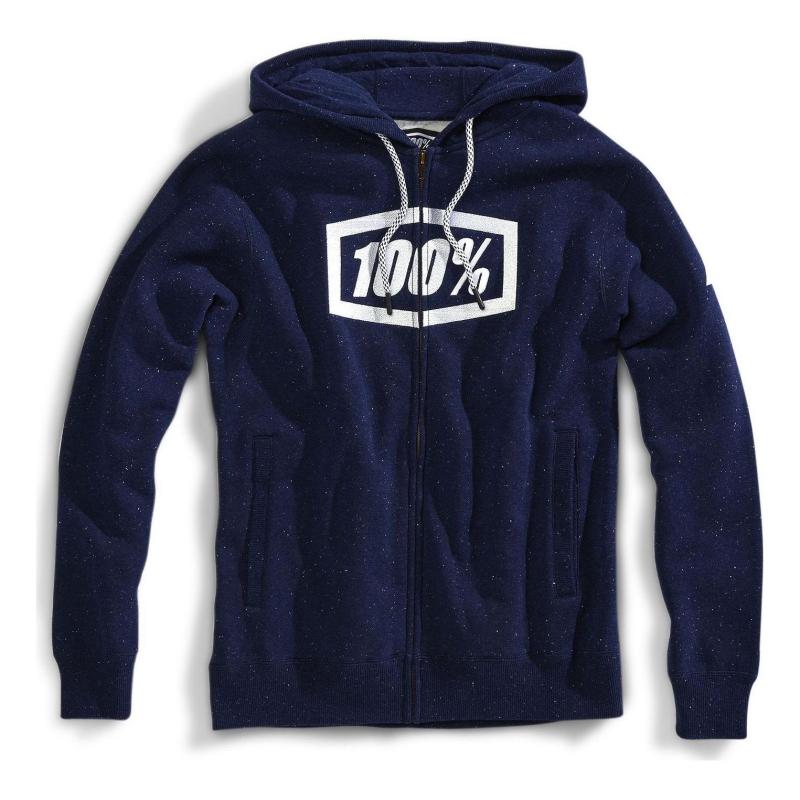 Sweat zippé à capuche 100% Syndicate navy/blanc- L