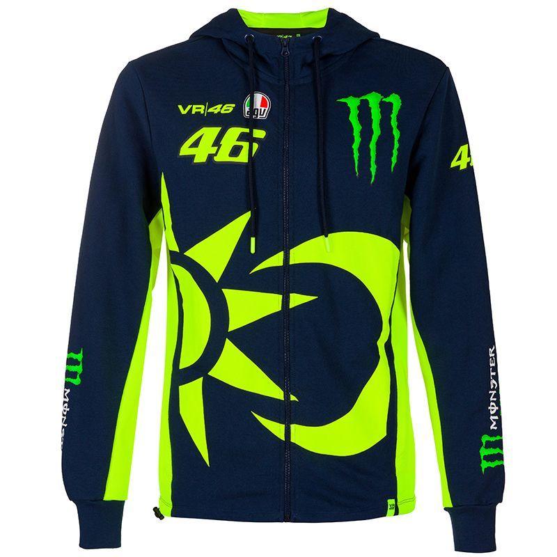 Sweat zippé à capuche VR46 Replic Monster bleu 2020- S