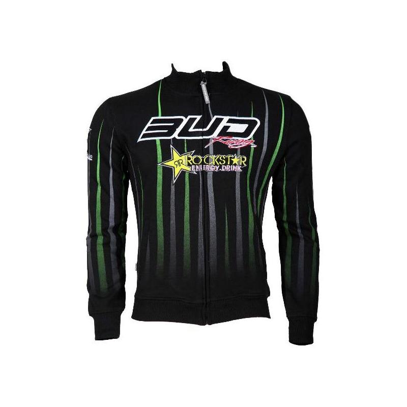 Sweat zippé Bud Racing/Rockstar noir/vert- L