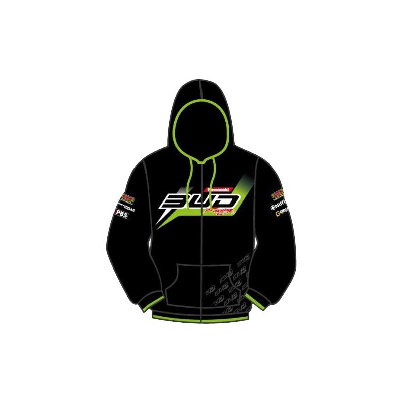 Sweat zippé enfant Bud Racing Hodded Staff Bud 16 noir/vert