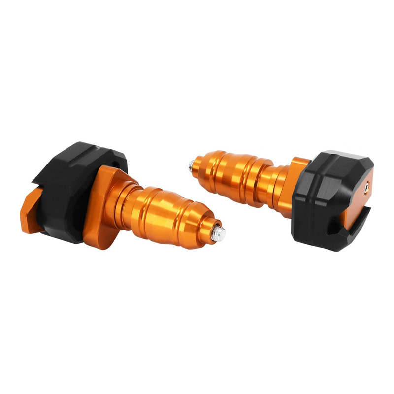 Tampon de protection top block Avoc orange/noir anodisé pour Ktm 125 Duke