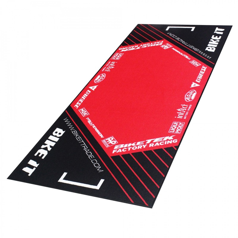 Tapis de garage BikeTek noir/rouge 190x80cm