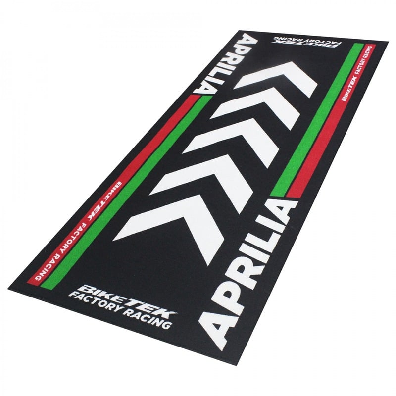 Tapis de garage BikeTek Serie 4 Aprilia noir/rouge/vert 190x80cm