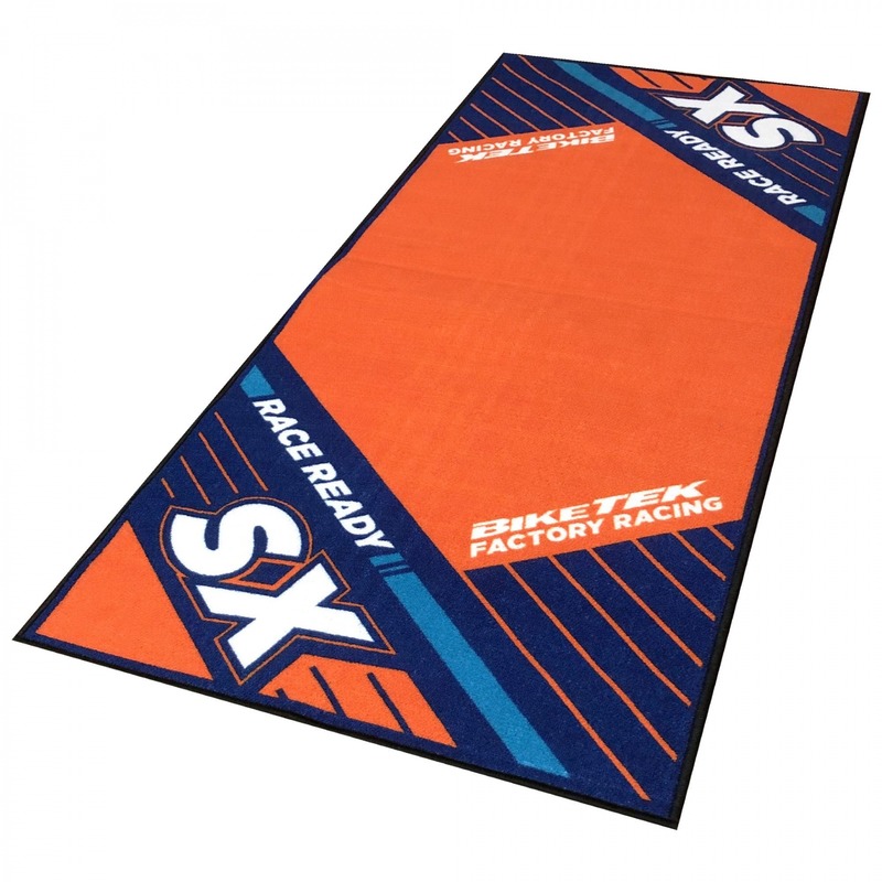 Tapis de garage BikeTek Serie 6 KTM SX orange/bleu 190x80cm