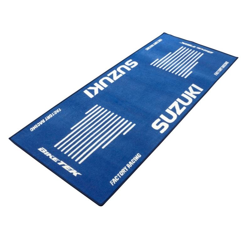 Tapis de garage BikeTek Suzuki bleu 190x80 cm