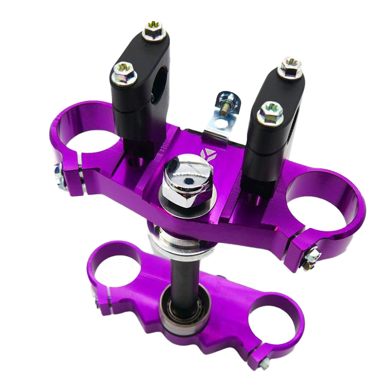Té de Fourche Complet YCF Violet avec Pontets 1 Vis - Ø 45 / 48mm Largeur 160mm