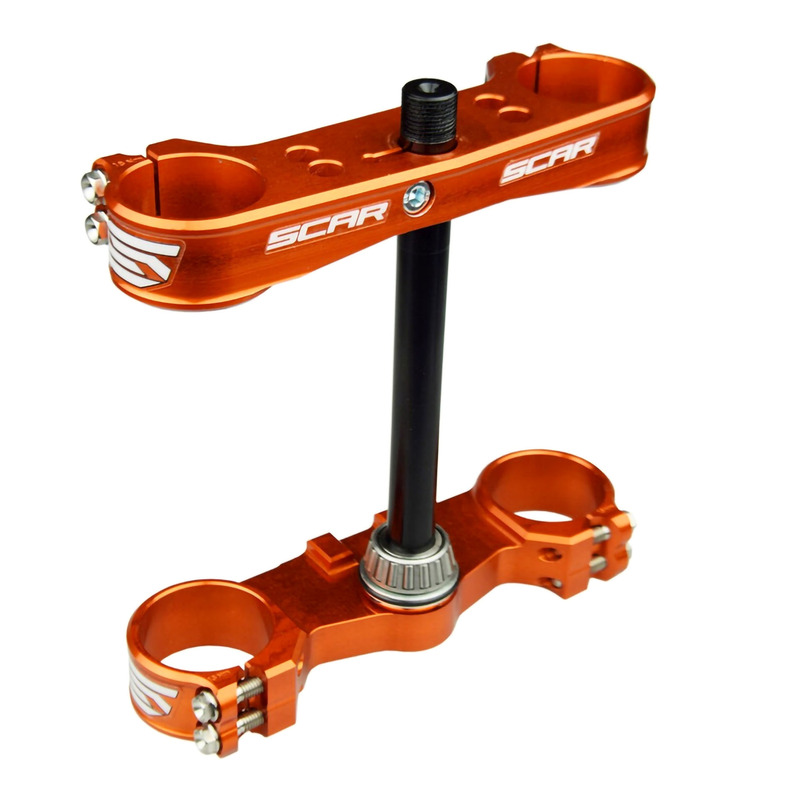 Té de Fourche SCAR Offset Origine 22mm en Aluminium Anodisé Orange pour KTM SX/SXF 23-24