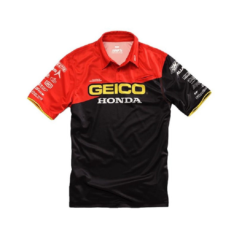 Tee-shirt 100% Geico/Honda Team noir/rouge