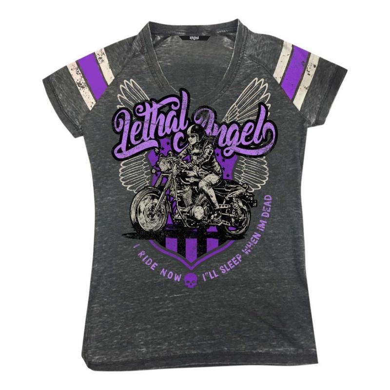 Tee-shirt femme Lethal Threat I Ride Now gris/violet- S