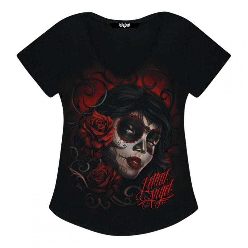 Tee-shirt femme Lethal Threat Red Catrina noir/rouge- M