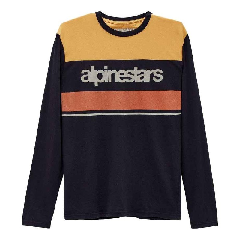 Tee-shirt manches longues Alpinestars Topper LS noir/moutarde- S