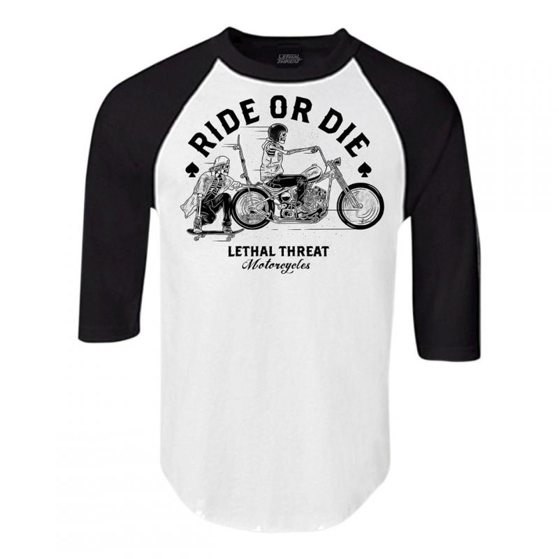 Tee-shirt manches mi-longues Lethal Threat Ride Or Die blanc/noir- 2XL