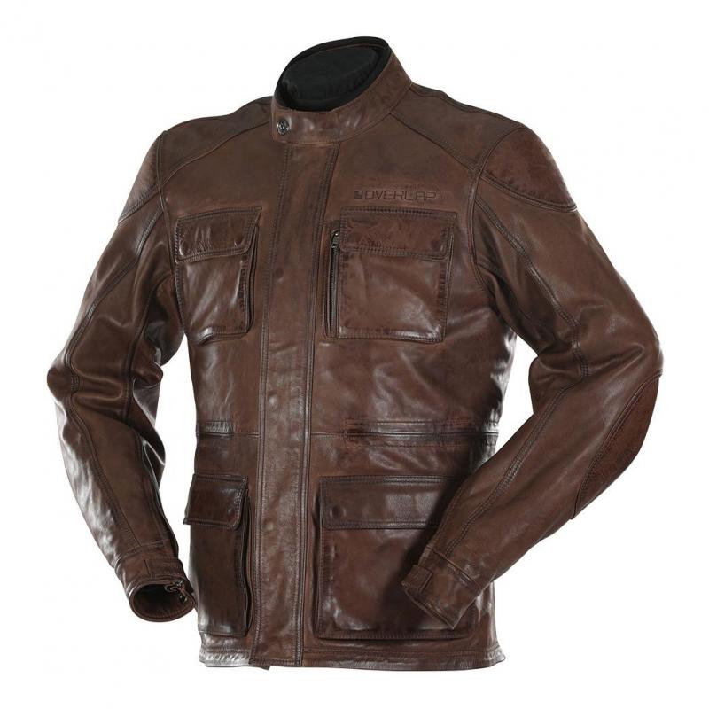 Veste cuir Overlap Maverick marron- S