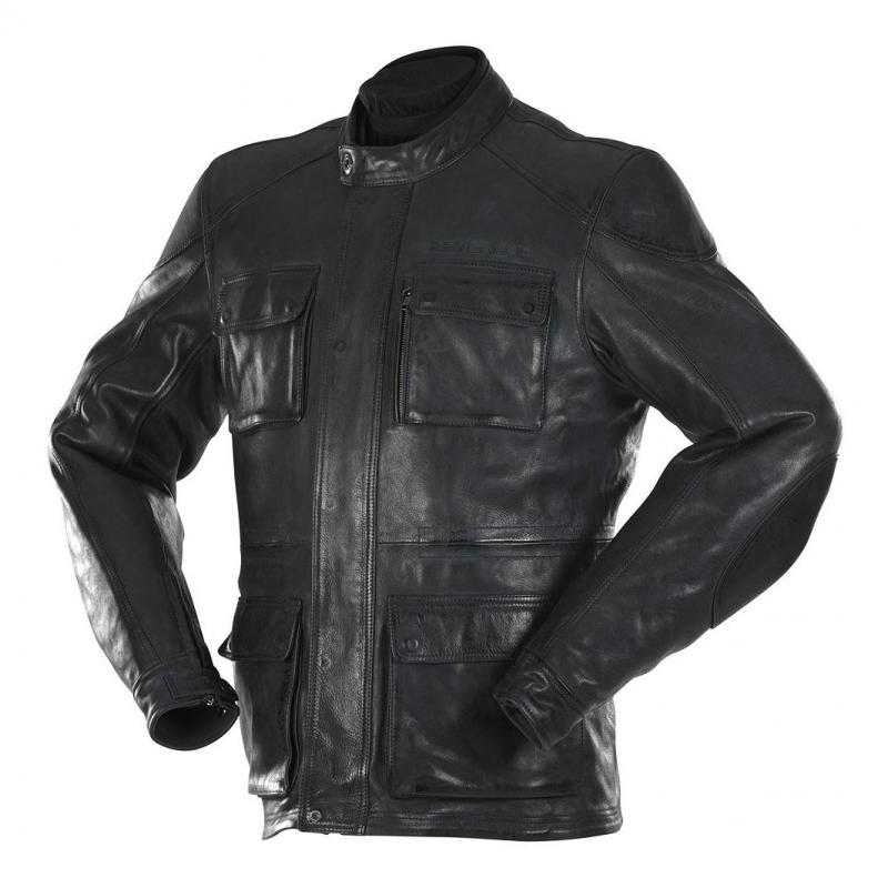 Veste cuir Overlap Maverick midnight- S