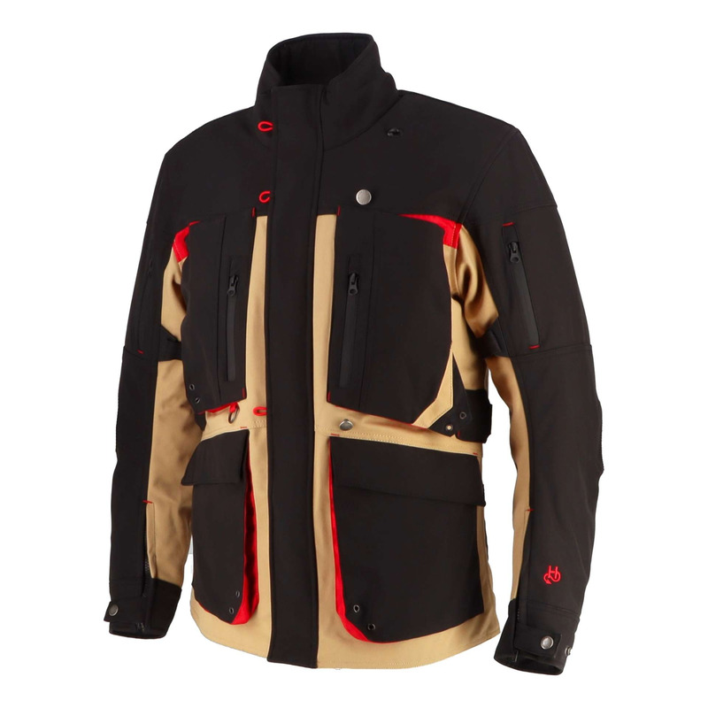 Veste textile Helstons Odo beige/rouge/noir