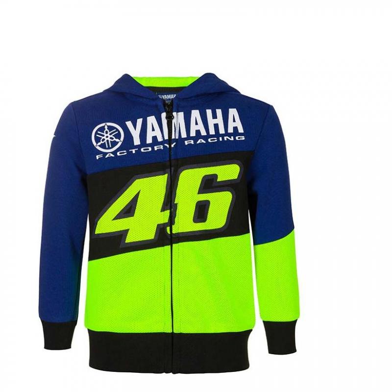 Veste zip enfant VR46 Racing Yamaha sweat à capuche bleu/noir/jaune