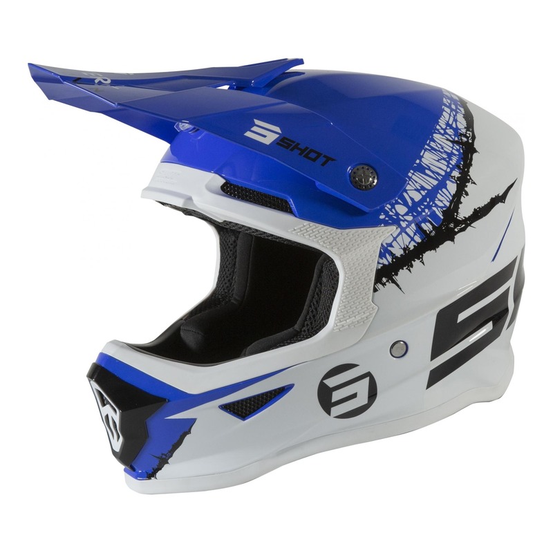 Casque cross enfant Shot Furious Storm brillant blanc/bleu- S