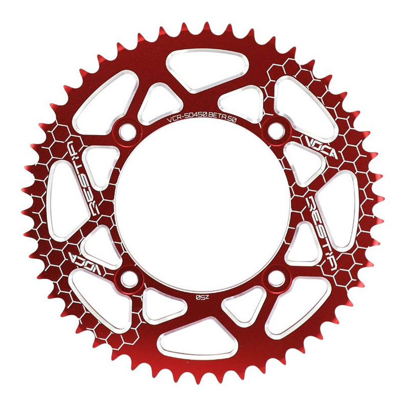 Couronne alu Voca Racing rouge 50 dents pas 420 Beta 50 RR