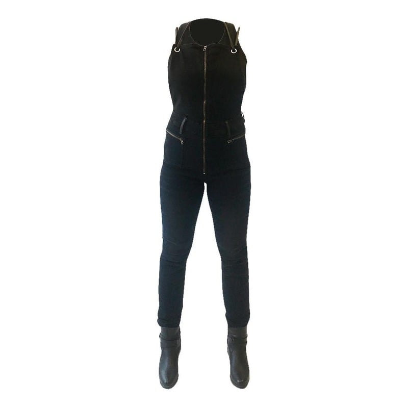 Combinaison salopette jean moto femme Overlap Zoey noir