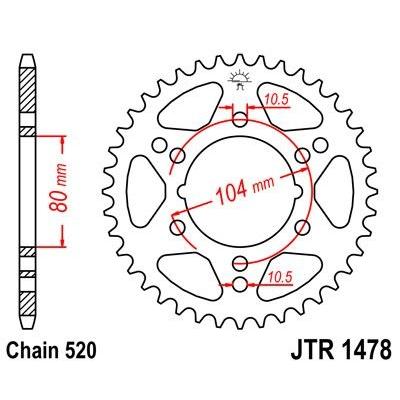 Couronne JT Sprockets Acier pas 520 38 dents - Pour Kawasaki GPZ 550 84-92
