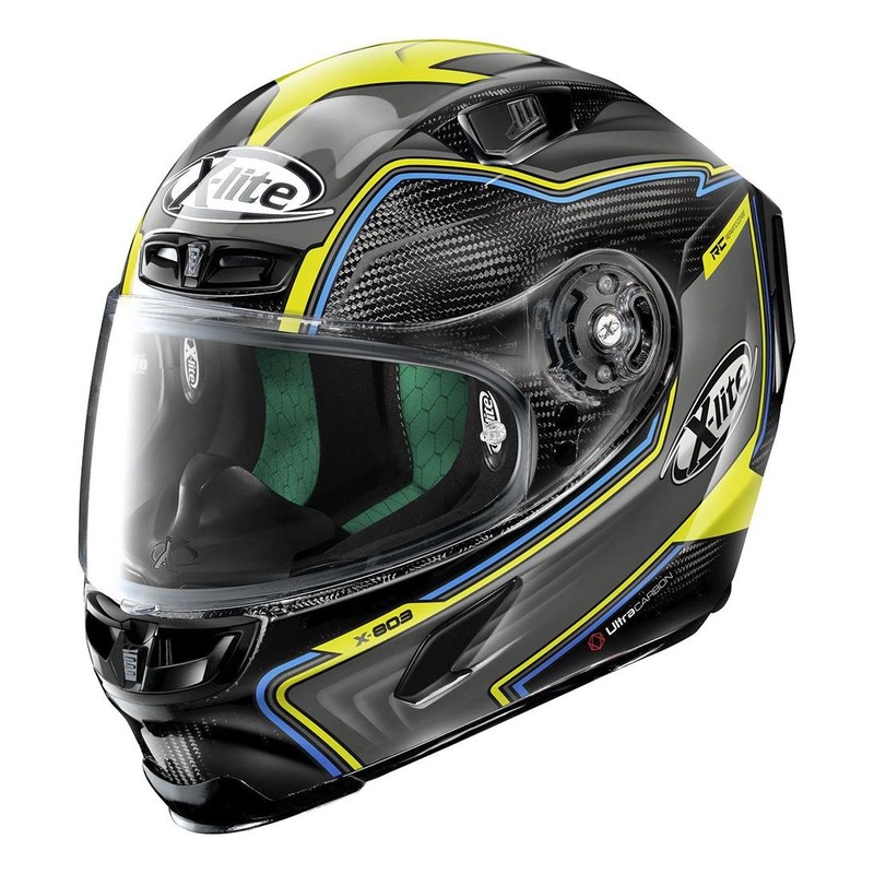 Casque intégral X-Lite X803 Ultra Carbon Hangar gris/jaune/bleu- 2XS