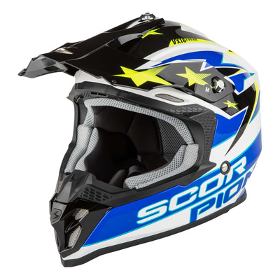 Casque cross Scorpion VX-16 Evo Air Patriot blanc/bleu/jaune