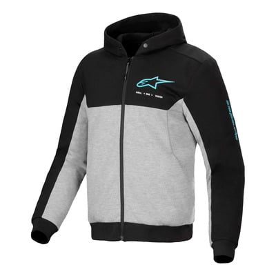 Sweat moto à capuche Alpinestars Chrome V2 Sport black/gray heather/turquoise