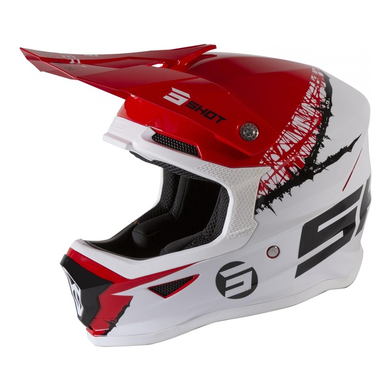 Casque cross enfant Shot Furious Storm brillant rouge/blanc- S