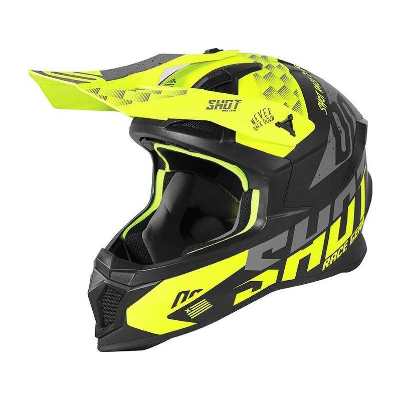 Casque cross Shot Lite Rush mat jaune fluo/gris- XS