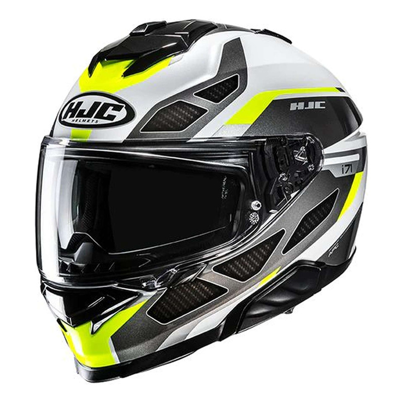 Casque intégral HJC i71 Zest MC3H gris/blanc/jaune fluo brillant