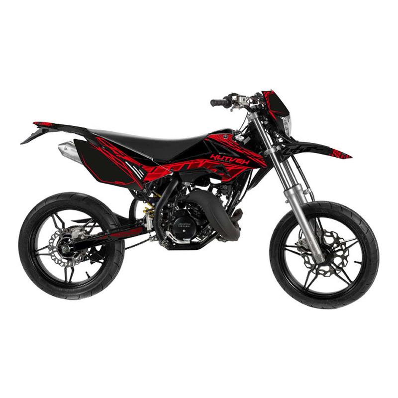 Kit déco Kutvek Eraser noir et rouge brillant Beta RR 50 Motard 2021-
