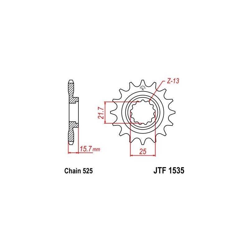 Pignon JT Sprockets Acier pas 525 15 dents - Pour Kawasaki ZX-6R 98-02