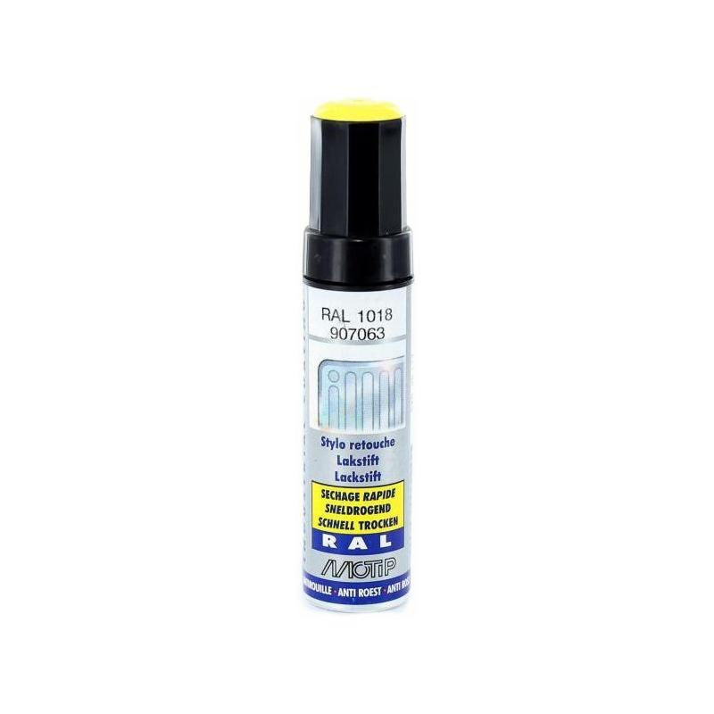 Pinceau retouche peinture Jaune zinc brillant acrylique RAL 1018 Motip
