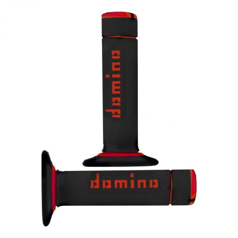 Revêtements de poignées Domino - MX Bi-Composant - Noir/Rouge