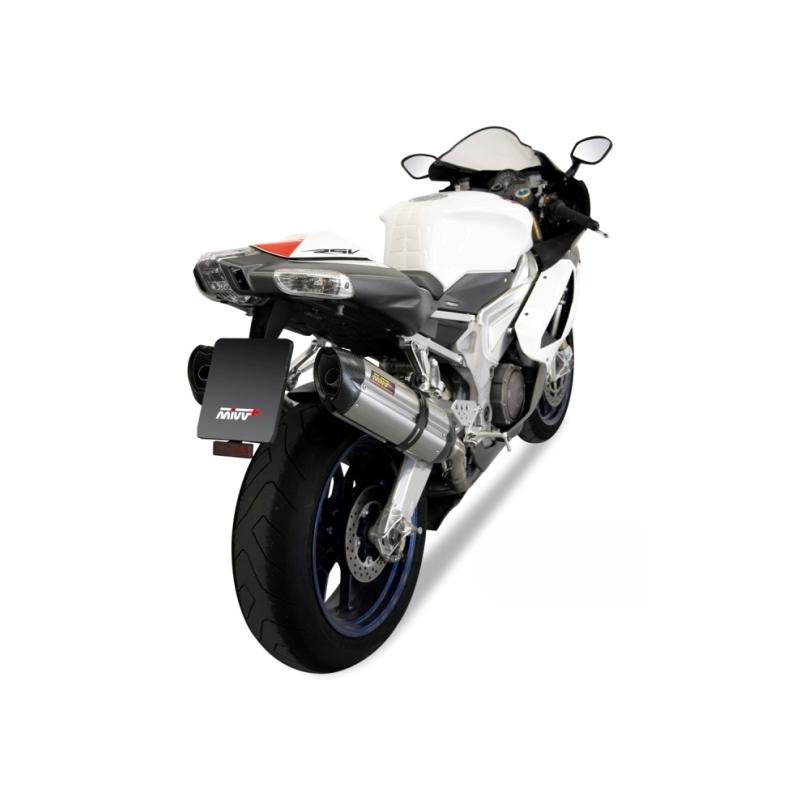 Silencieux double MIVV Suono inox / casquette carbone Aprilia RSV1000