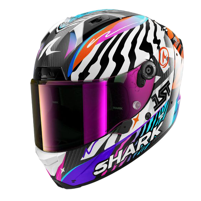 Casque intégral Shark Aeron Speed Fancy carbone/blanc/orange