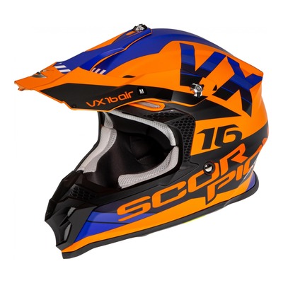 Casque cross Scorpion VX-16 Air X-Turn Mat orange/bleu
