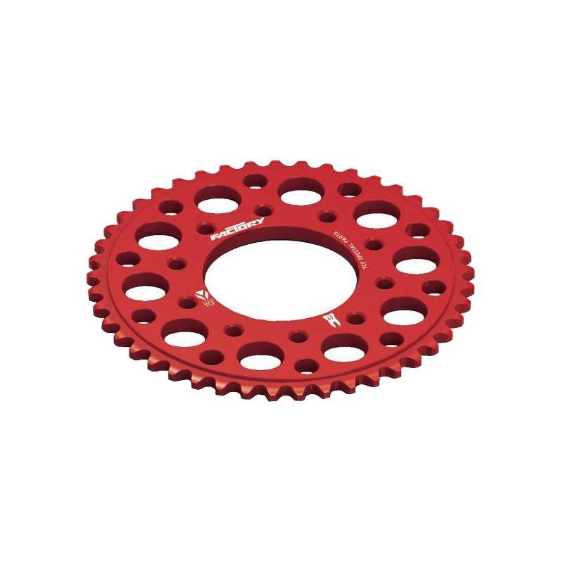 Couronne aluminium 5 trous de fixation YCF pas 420 rouge (41 dents)