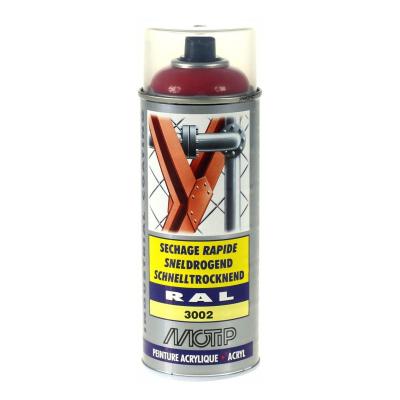 Bombe peinture Rouge carmin brillant acrylique RAL 3002 Motip 400 ml M07096