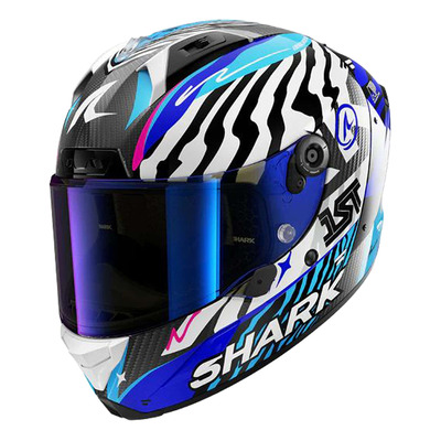 Casque intégral Shark Aeron Speed Fancy carbone/blanc/bleu
