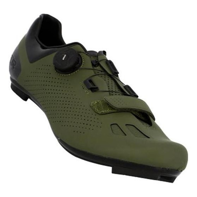 Chaussures vélo de route FLR Pro F11 serrage molette cuir microfibres kaki