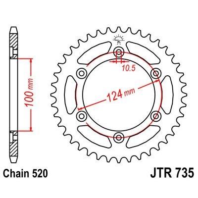 Couronne JT Sprockets Acier pas 520 43 dents - Pour Ducati Monster 600 95-98